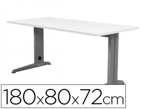 Mesa de escritorio rocada metal 2003ac04 aluminio /branca 180x80 cm , Rocada , 73047 , 8427951990686
